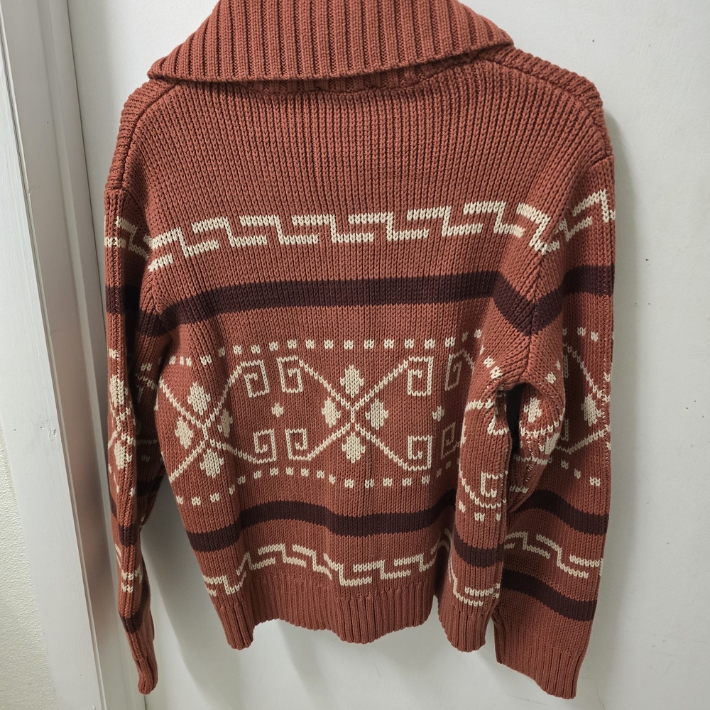 Pendleton Rust and Cream Patterned Shawl-Collar Cardigan - Picture 3 of 8